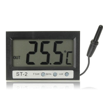 Indoor and Outdoor LCD Dual-Way Digital Thermometer with Clock